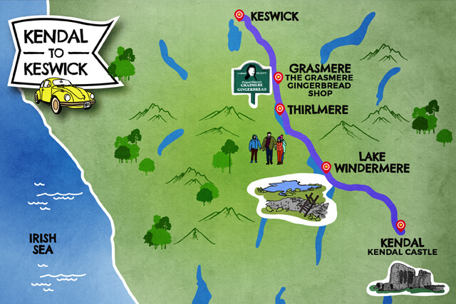 Kendal to Keswick map