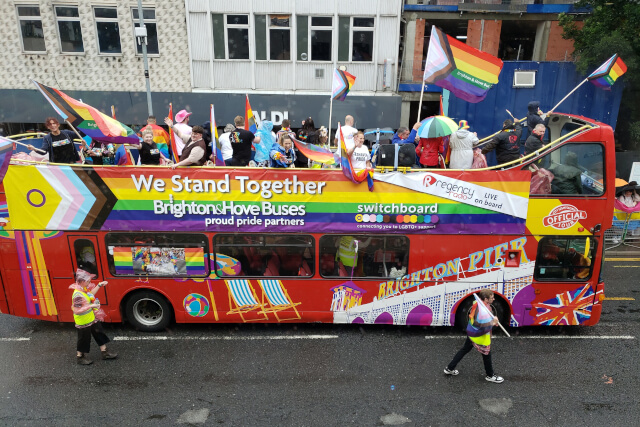 Bus during Brighton Pride