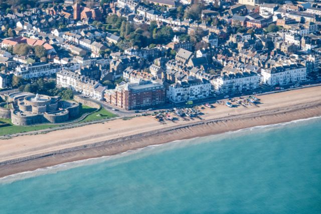 Drone image of Deal Castle Beach