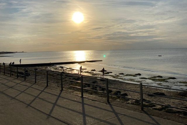 Minnis Bay Beach as the sun is setting