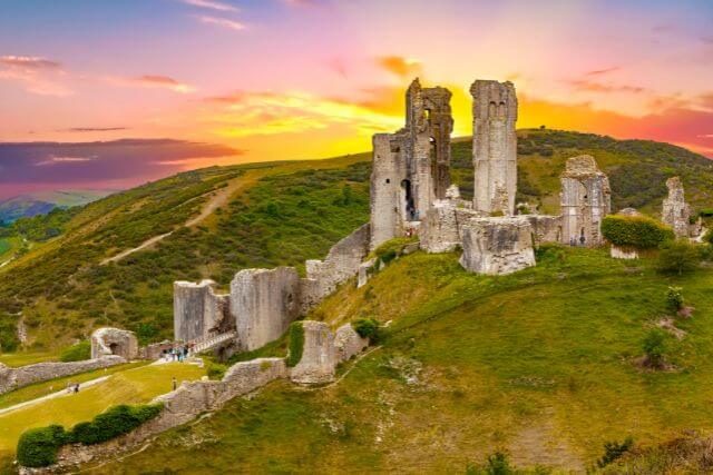 Corfe Castle at dusk