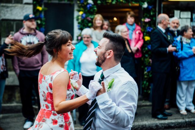 Couple dancing at Helston Flora Day