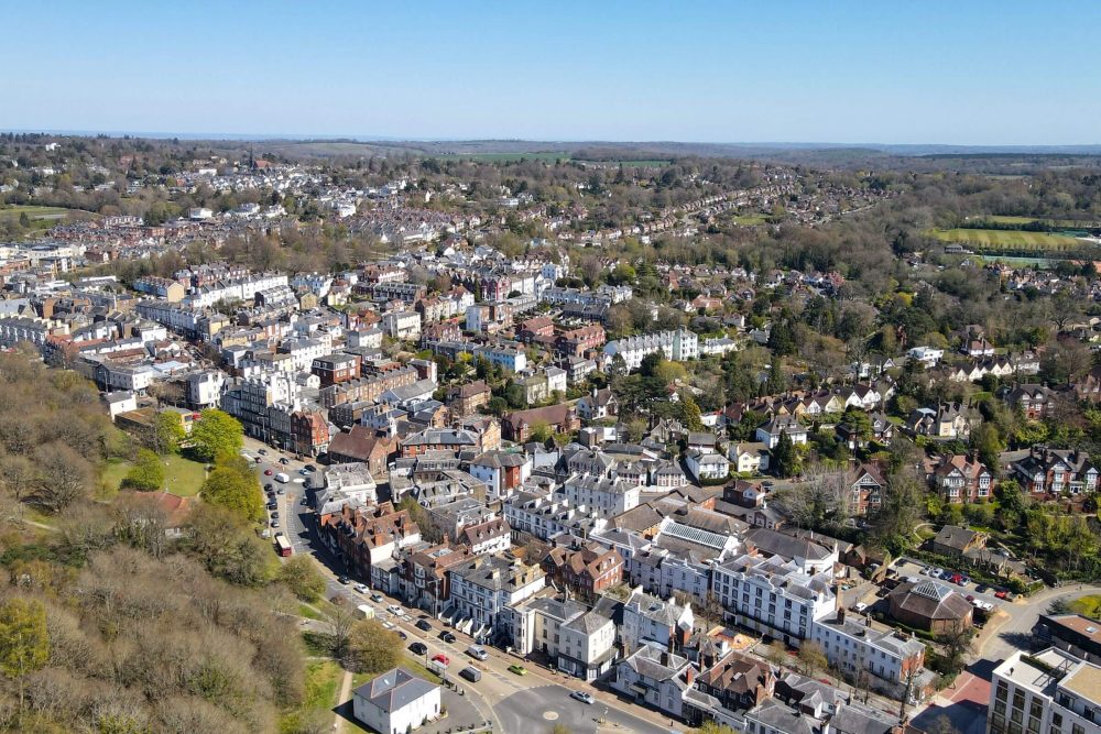 Aerial footage of Royal Tunbridge Wells