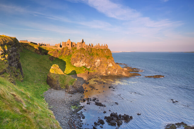 View of Dunluce Castle along cliff