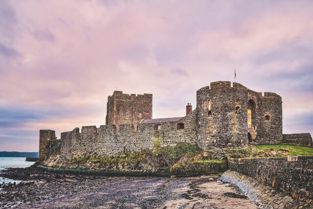 carrickfergus castle at sunset